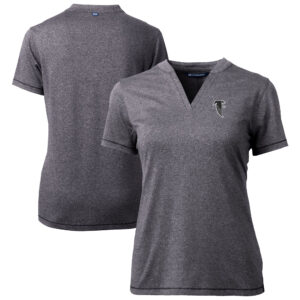 Women's Cutter & Buck Heather Charcoal Atlanta Falcons Throwback Logo Forge Blade V-Neck Polo