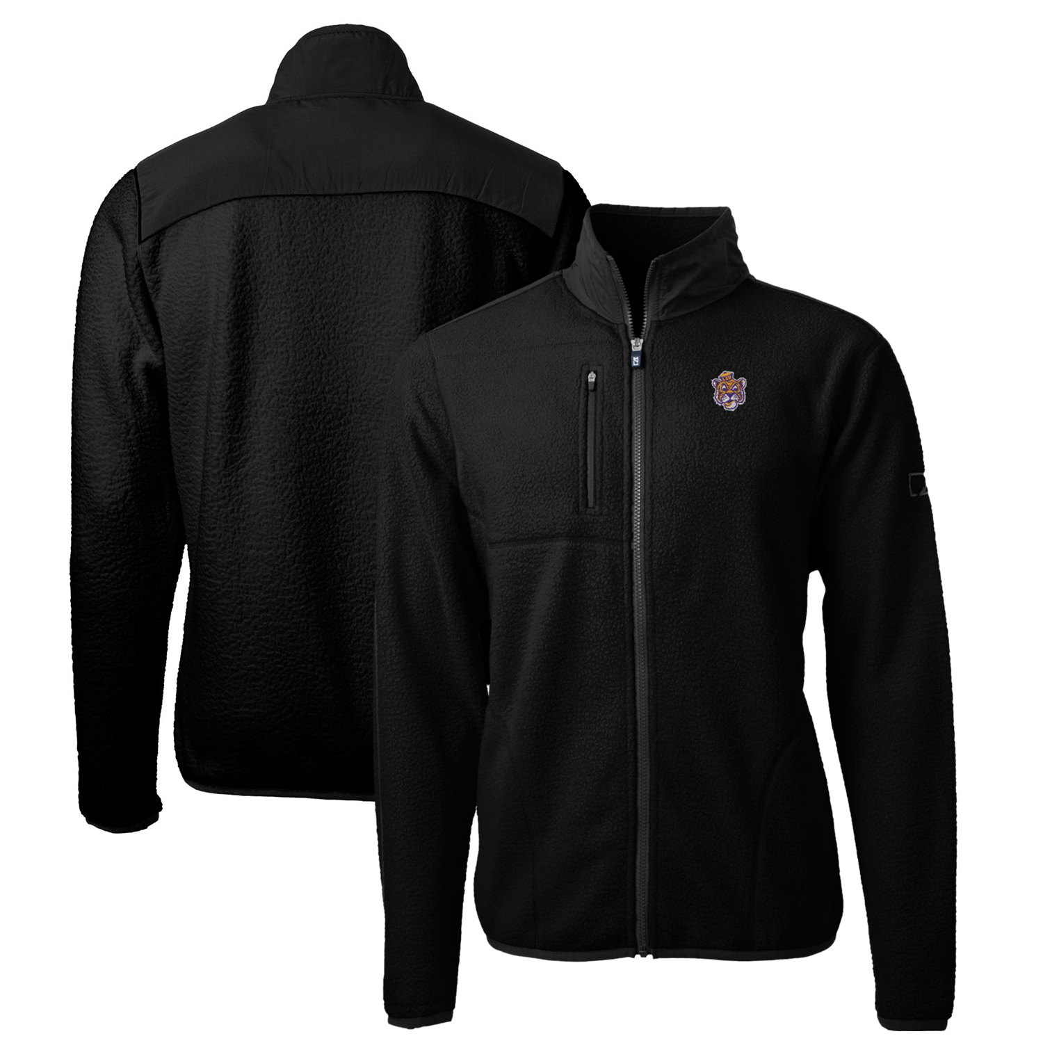 Men's Cutter & Buck Black LSU Tigers Logo Big & Tall Cascade Eco Sherpa Fleece Full-Zip Jacket