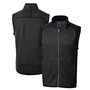Men's Cutter & Buck Heather Charcoal Georgetown Hoyas Mainsail Sweater-Knit Big & Tall Full-Zip Vest