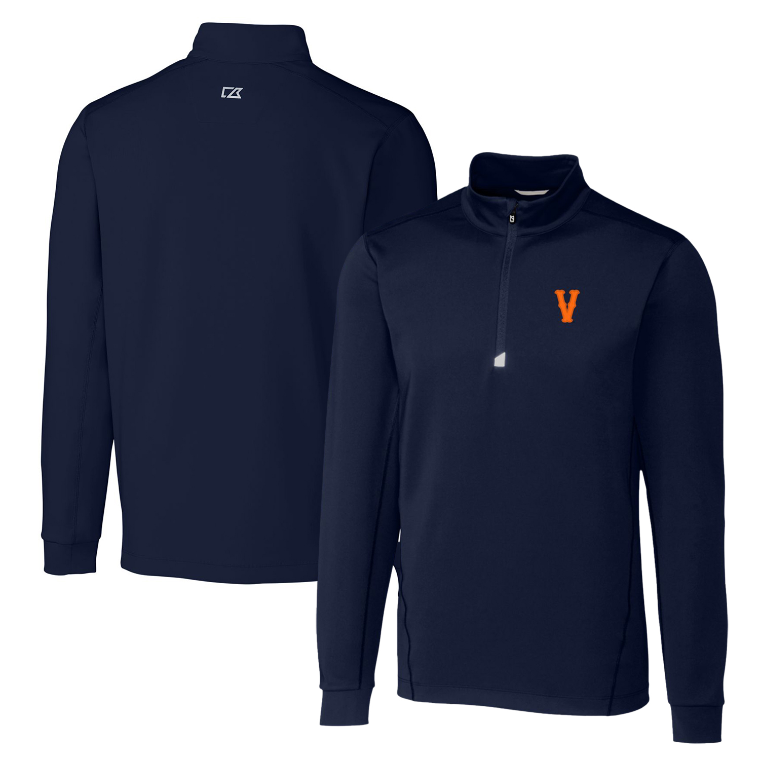 Men's Cutter & Buck Navy Virginia Cavaliers Vintage Big & Tall Traverse Stretch Quarter-Zip Pullover Top - Image 5