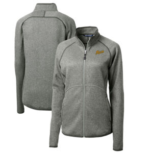 Women's Cutter & Buck Heather Gray George Mason Patriots Mainsail Sweater-Knit Full-Zip Jacket