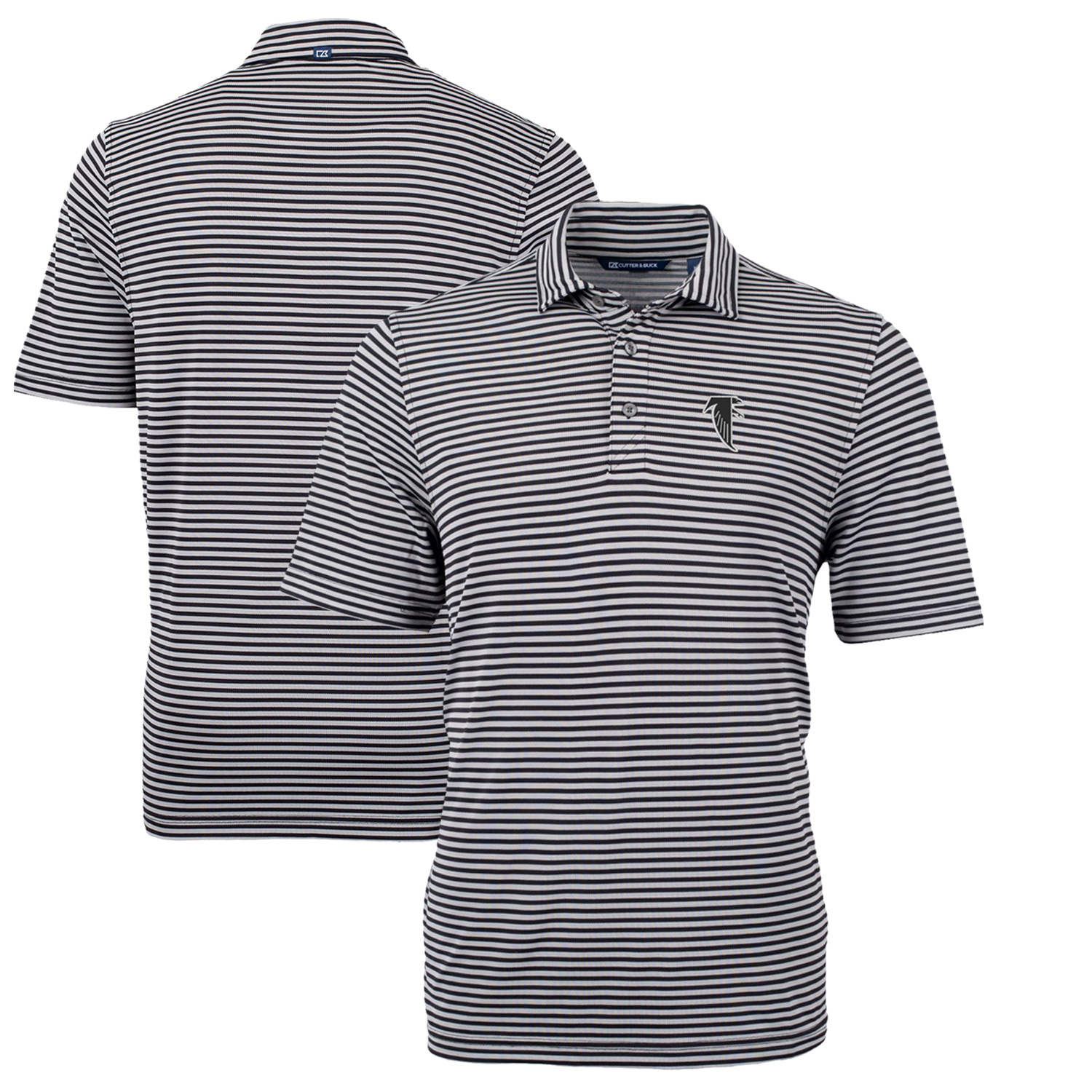 Men's Cutter & Buck Black Atlanta Falcons Throwback Logo Virtue Eco Pique Stripe Recycled Big & Tall Polo