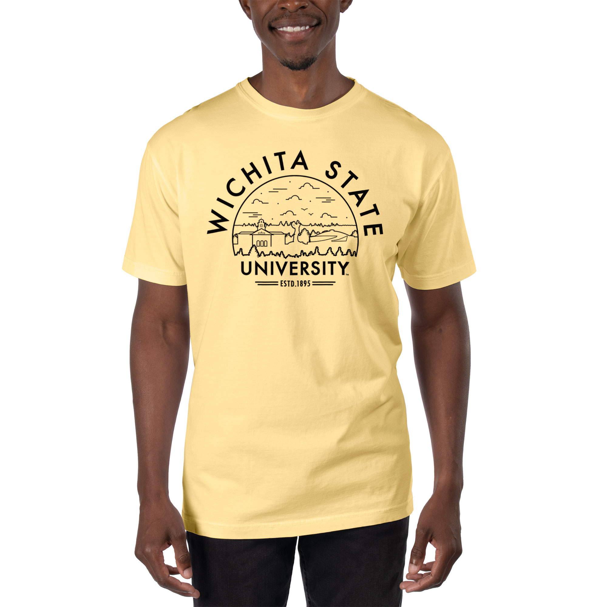 Men's Uscape Apparel Yellow Wichita State Shockers Garment Dyed T-Shirt