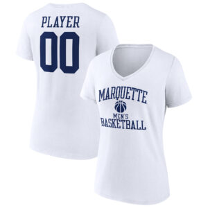 Women's White Marquette Golden Eagles Men's Basketball Pick-A-Player NIL Gameday Tradition V-Neck T-Shirt