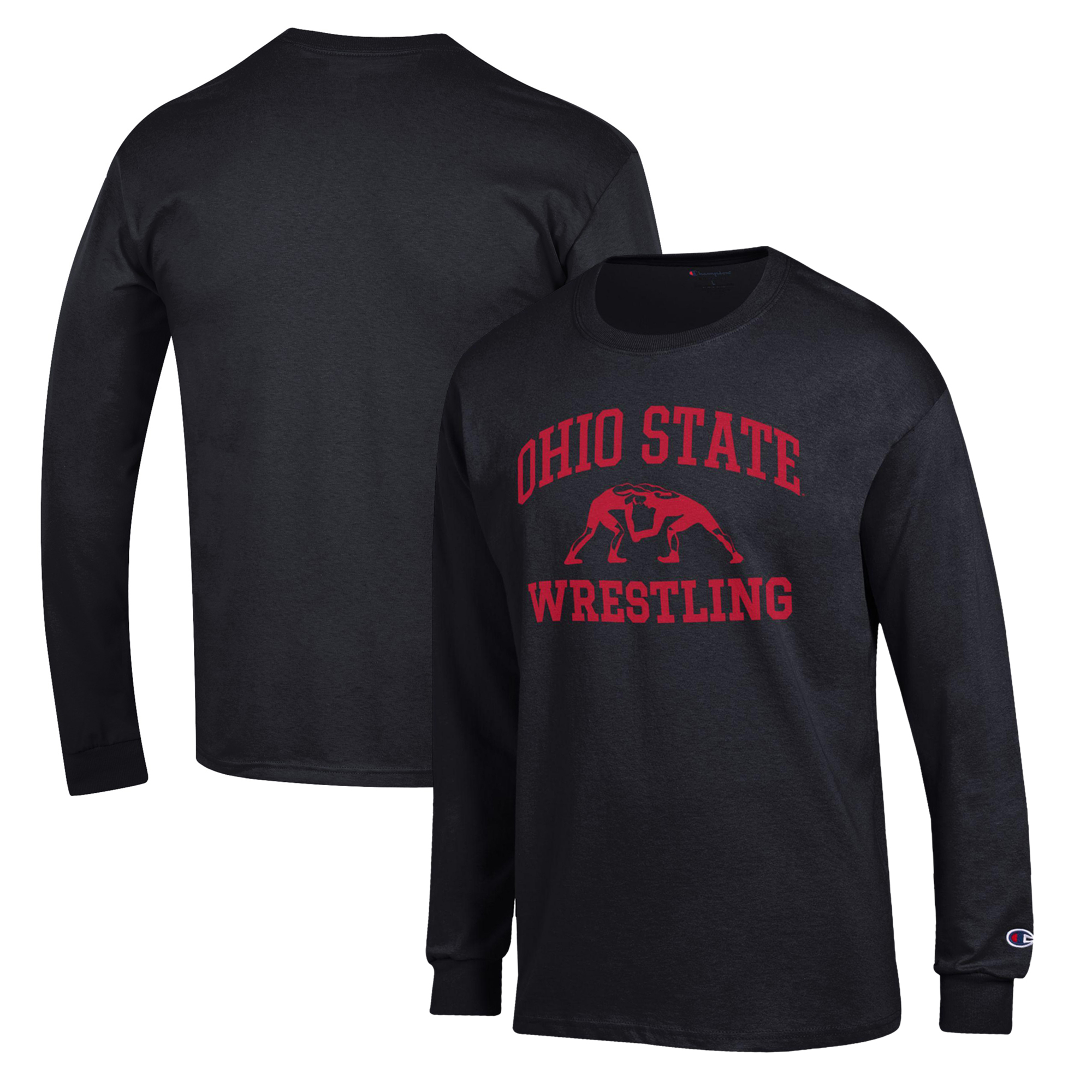 Men's Champion Black Ohio State Buckeyes Wrestling Icon Long Sleeve T-Shirt - Image 2