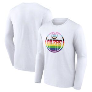 Men's White Edmonton Oilers Team Pride Logo Long Sleeve T-Shirt