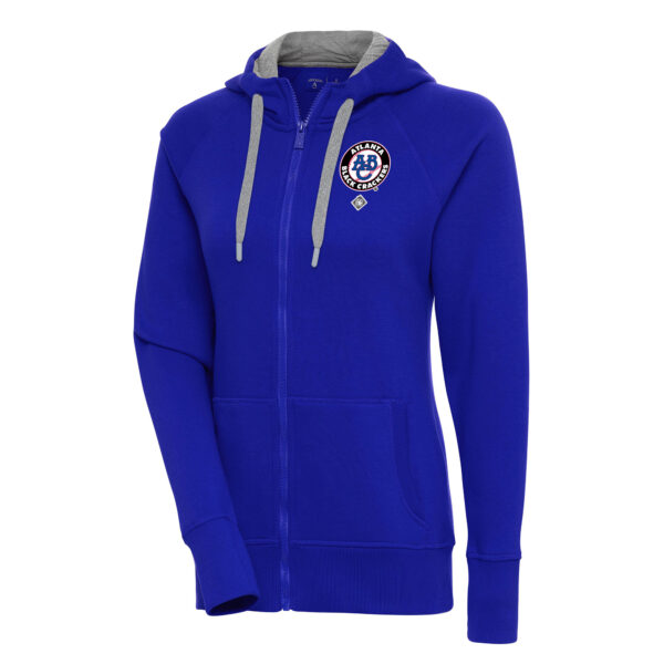 Women's Antigua Royal Atlanta Black Crackers Victory Full-Zip Hoodie