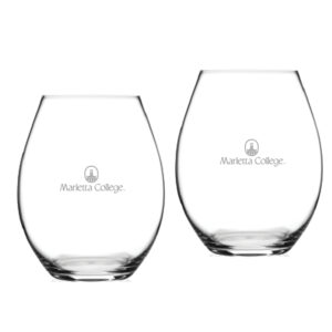 Marietta College Pioneers Team Logo Two-Piece 20oz. Stemless Riedel Red Wine Glass Set