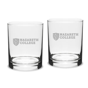 Nazareth College Golden Flyers Team Design 14oz. Classic Double Old Fashion Glass Set