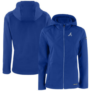 Women's Cutter & Buck  Blue Atlanta Braves Evoke Eco Softshell Recycled Full-Zip Jacket