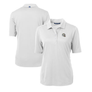 Women's Cutter & Buck  White Los Angeles Chargers Helmet Logo DryTec Virtue Eco Pique Recycled Polo