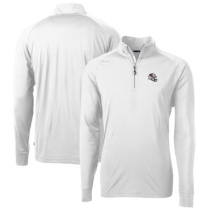 Men's Cutter & Buck  White Arizona Cardinals Helmet Adapt Eco Knit Stretch Recycled Quarter-Zip Pullover Top
