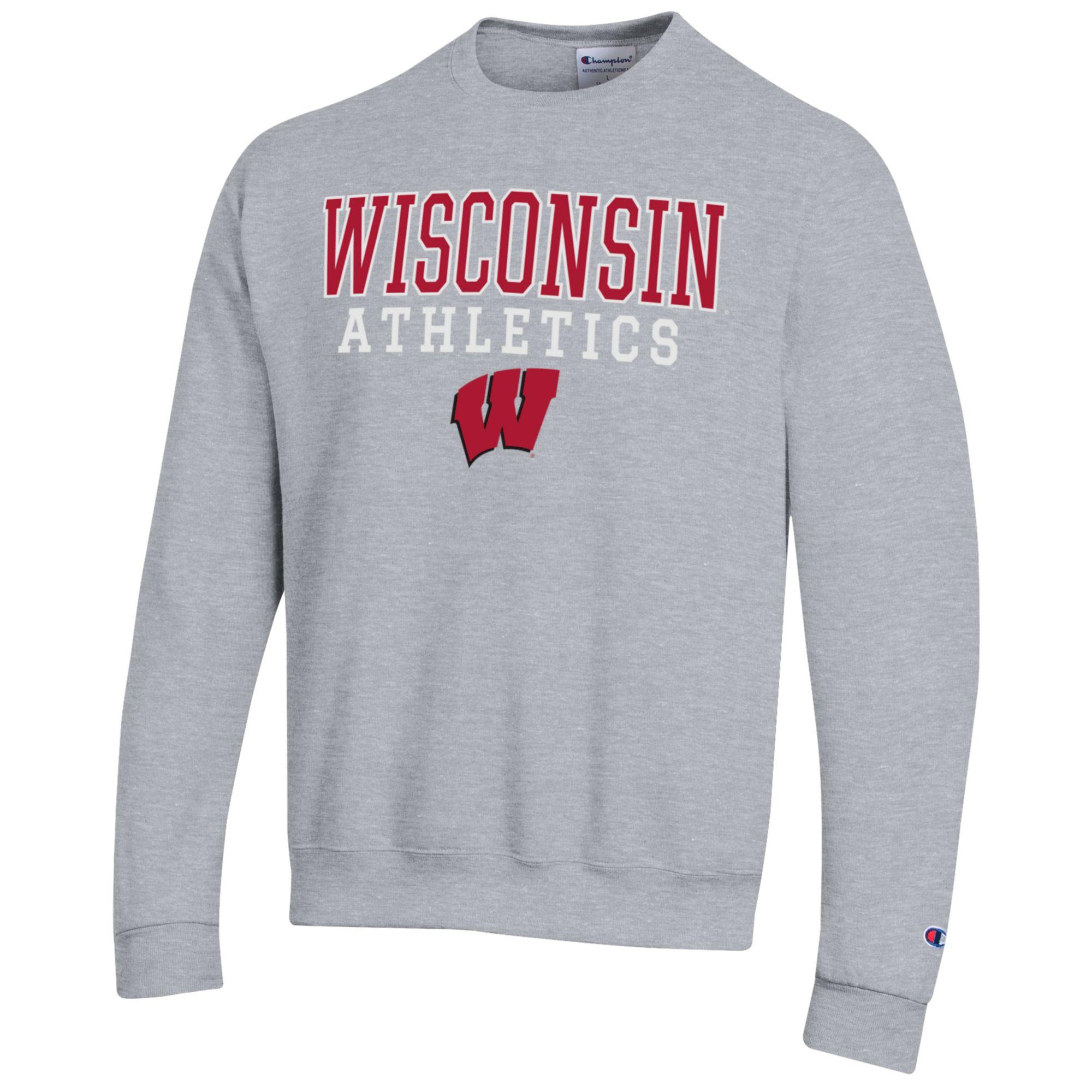 Men's Champion Gray Wisconsin Badgers Athletics Logo Stack Pullover Sweatshirt - Image 6