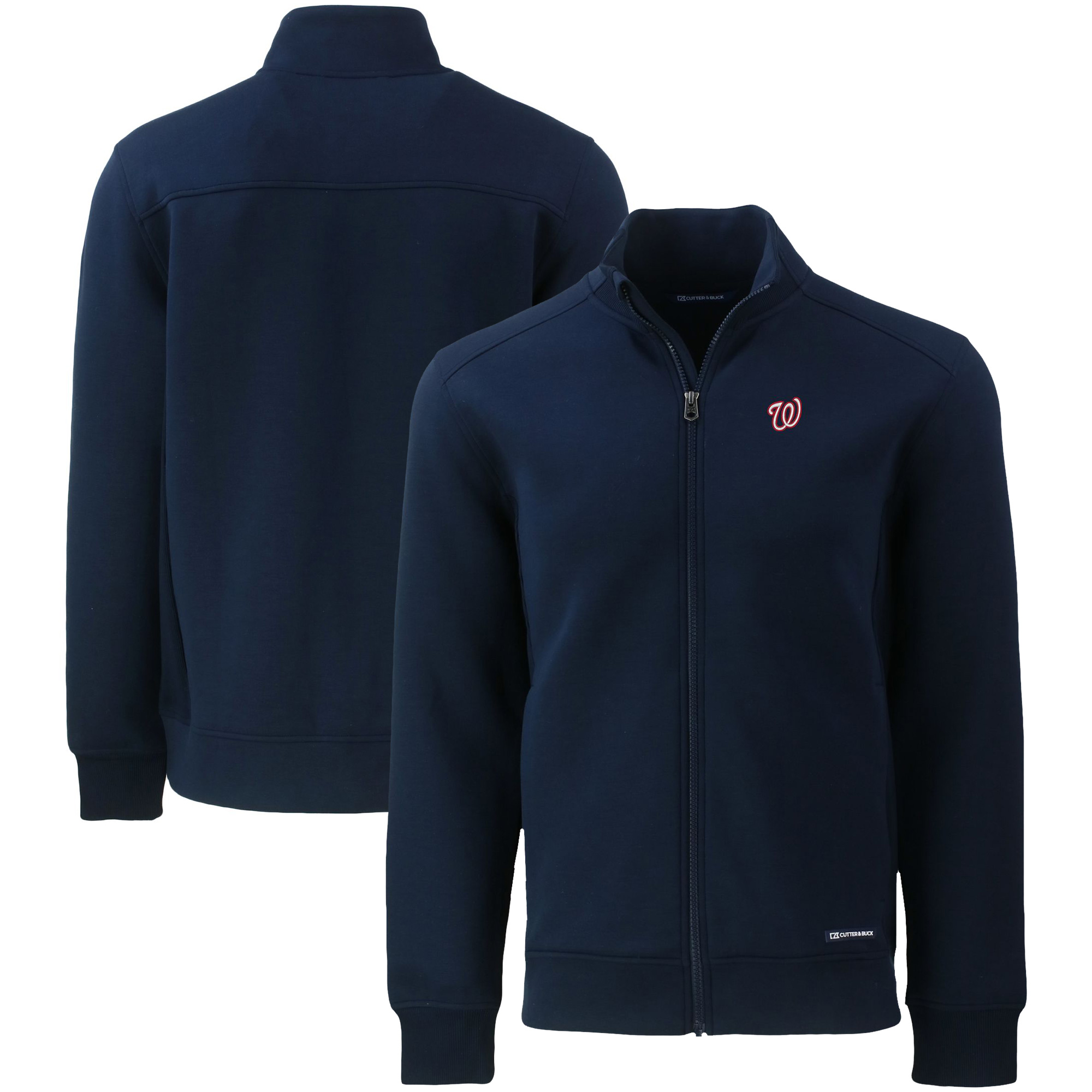 Men's Cutter & Buck Navy Washington Nationals Big & Tall Roam Eco Recycled Full-Zip Jacket