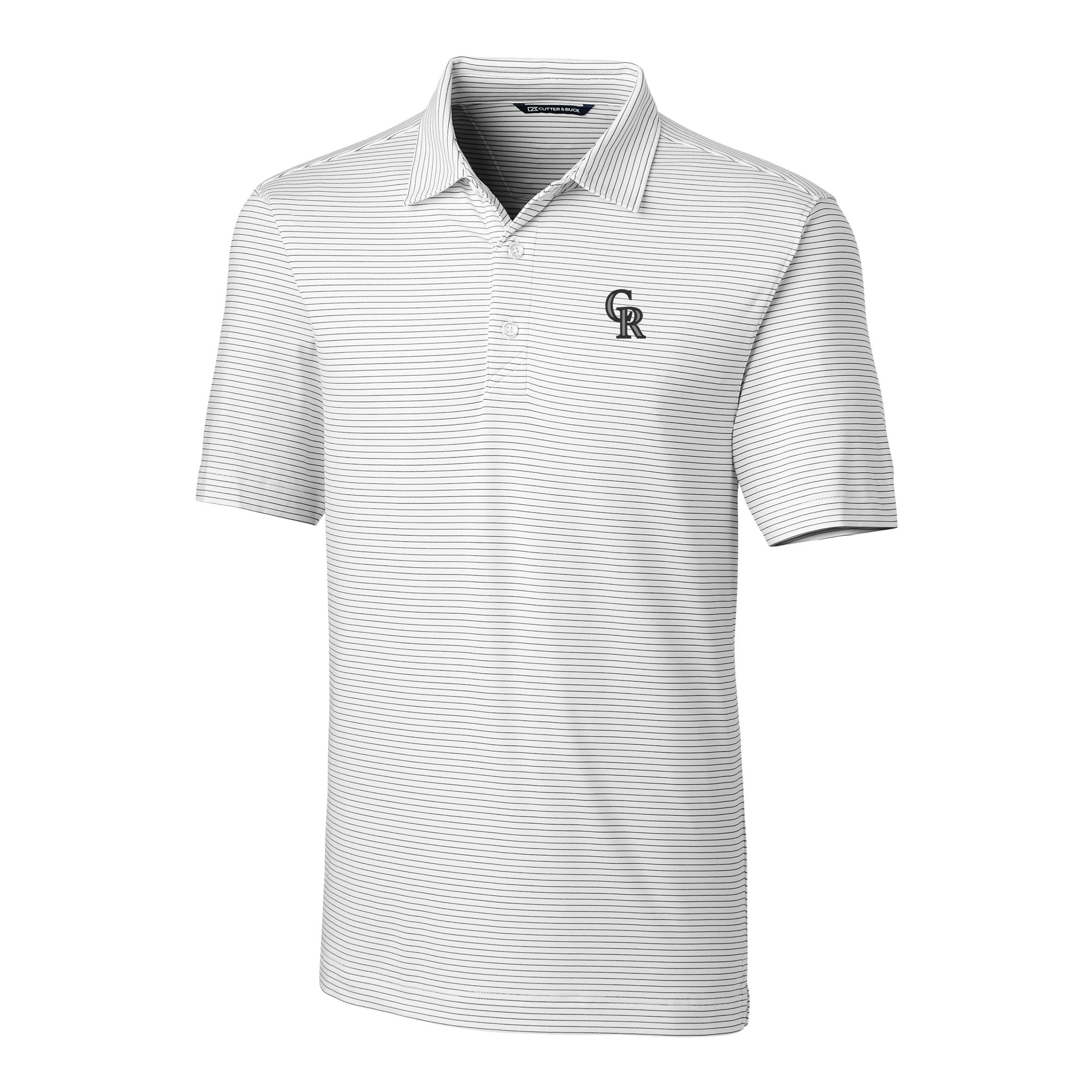 Men's Cutter & Buck White Colorado Rockies Forge Pencil Stripe Stretch Polo - Image 6