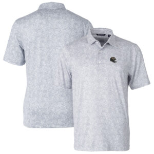 Men's Cutter & Buck  Gray Baltimore Ravens Helmet Pike Constellation Print Stretch Polo