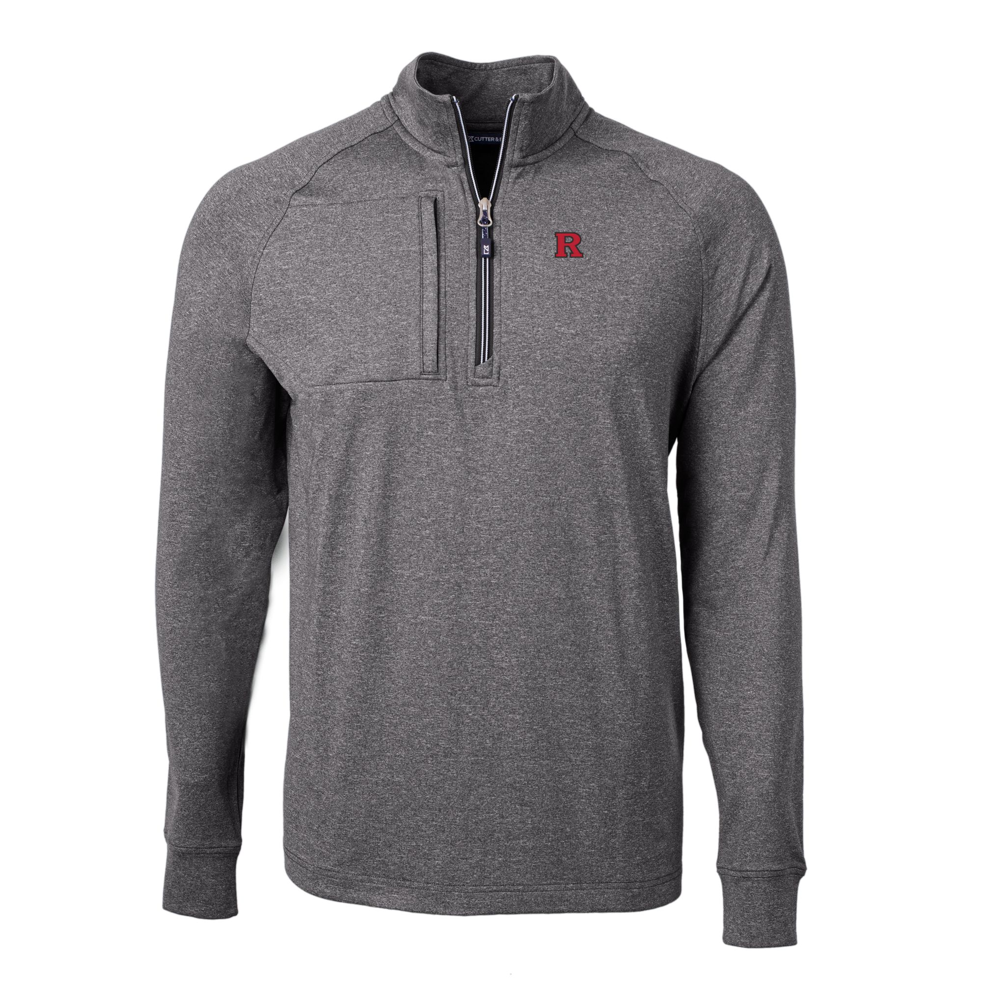 Men's Cutter & Buck Heather Black Rutgers Scarlet Knights Big & Tall Adapt Eco Knit Quarter-Zip Pullover Top - Image 3