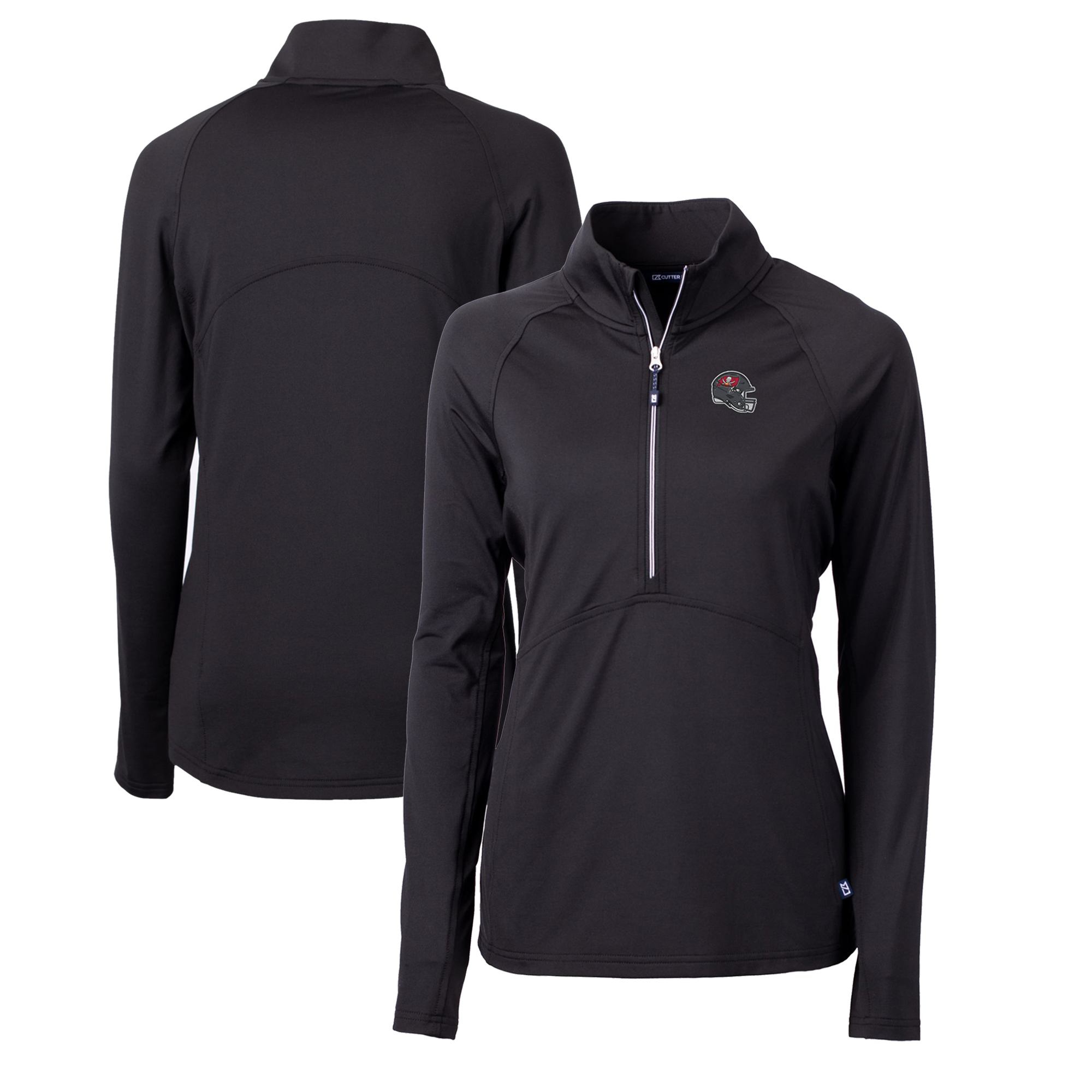 Women's Cutter & Buck Black Tampa Bay Buccaneers Helmet Logo Adapt Eco Knit Stretch Recycled Half-Zip Pullover Top - Image 8