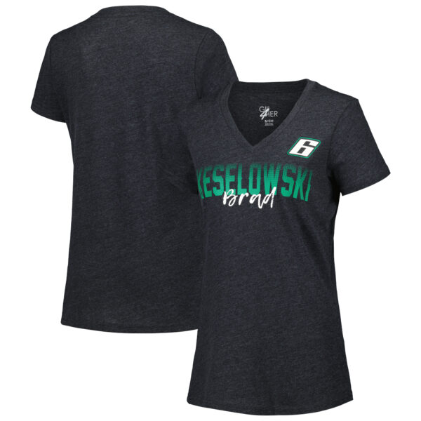 Women's G-III 4Her by Carl Banks Black Brad Keselowski Snap V-Neck T-Shirt - Image 5