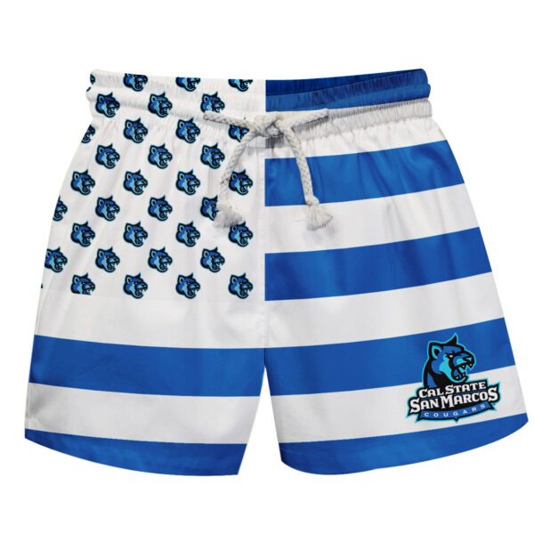 Toddler Vive La Fete  Blue/White Cal State San Marcos Cougars Flag Swim Trunks