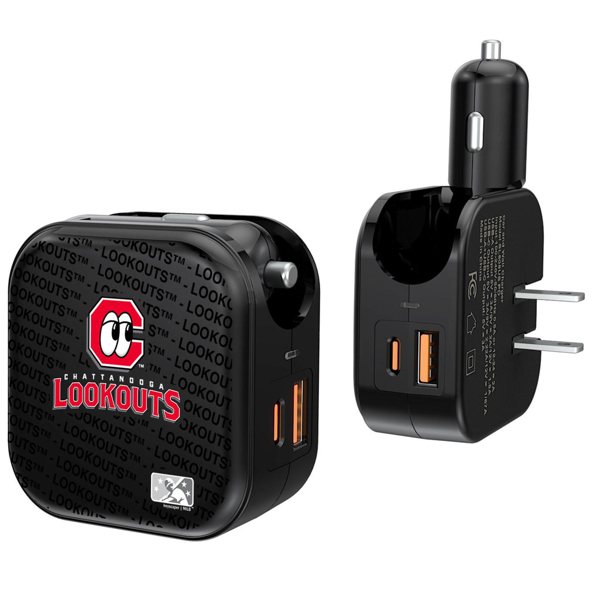 Chattanooga Lookouts 2-In-1 USB A/C Charger