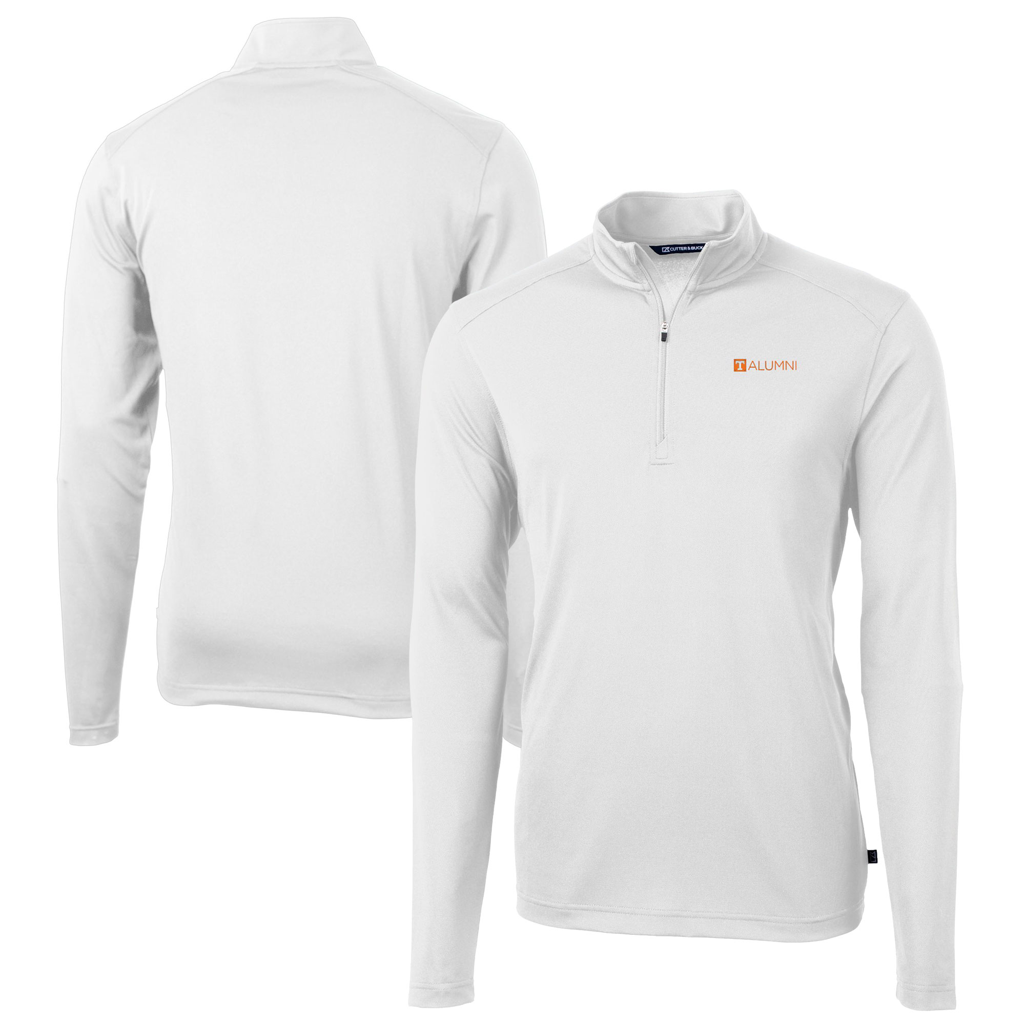 Men's Cutter & Buck White Tennessee Volunteers Alumni Logo Virtue Eco Pique Recycled Quarter-Zip Pullover Top - Image 2