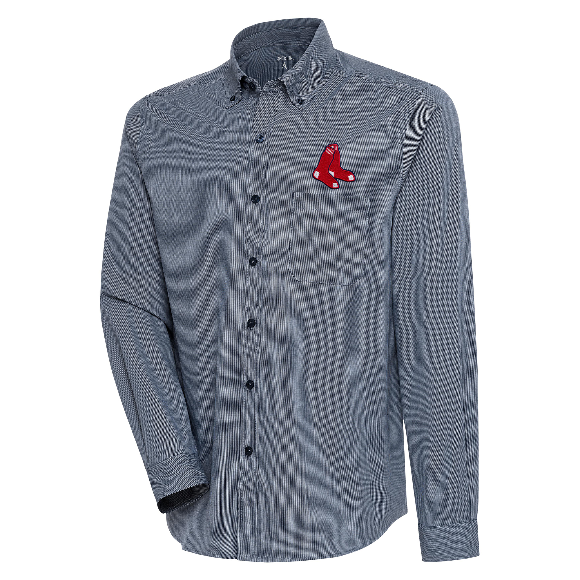 Men's Antigua Navy/White Boston Red Sox Compression Long Sleeve Button-Down Shirt