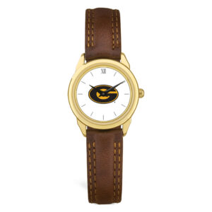 Women's  Gold Grambling Tigers Brown Leather Watch