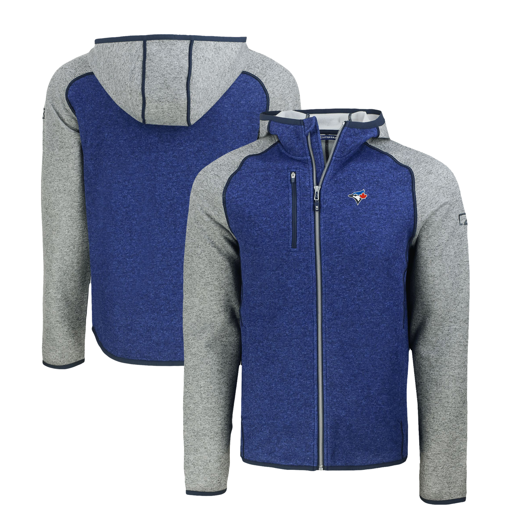 Men's Cutter & Buck Royal/Heather Gray Toronto Blue Jays Mainsail Full-Zip Hooded Jacket - Image 5