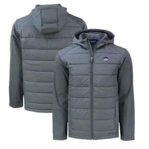 Men's Cutter & Buck  Gray UConn Huskies Big & Tall Evoke Hybrid Eco Softshell Recycled Full-Zip Hoodie