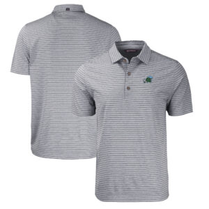 Men's Cutter & Buck  Heather Black Tulane Green Wave Big & Tall Forge Eco Heather Stripe Stretch Recycled Polo