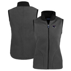 Women's Cutter & Buck Gray Chicago Bears Helmet Logo Cascade Eco Sherpa Fleece Full-Zip Vest
