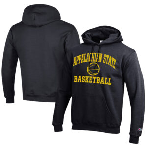 Men's Champion  Black Appalachian State Mountaineers Icon Logo Basketball Eco Powerblend Pullover Hoodie