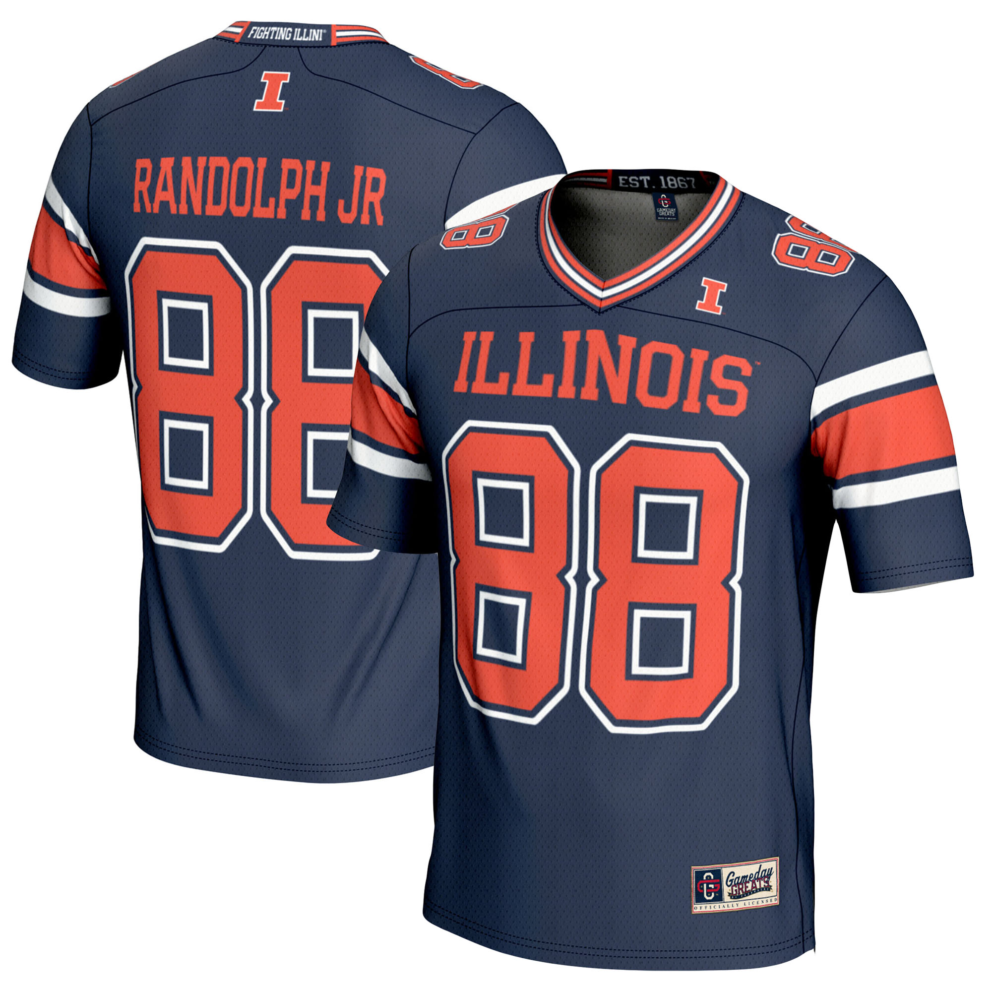 Men's GameDay Greats Keith Randolph Jr. Navy Illinois Fighting Illini NIL Player Football Jersey