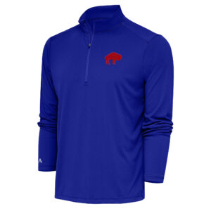 Men's Antigua Royal Buffalo Bills Throwback Logo Generation Quarter-Zip Pullover Top