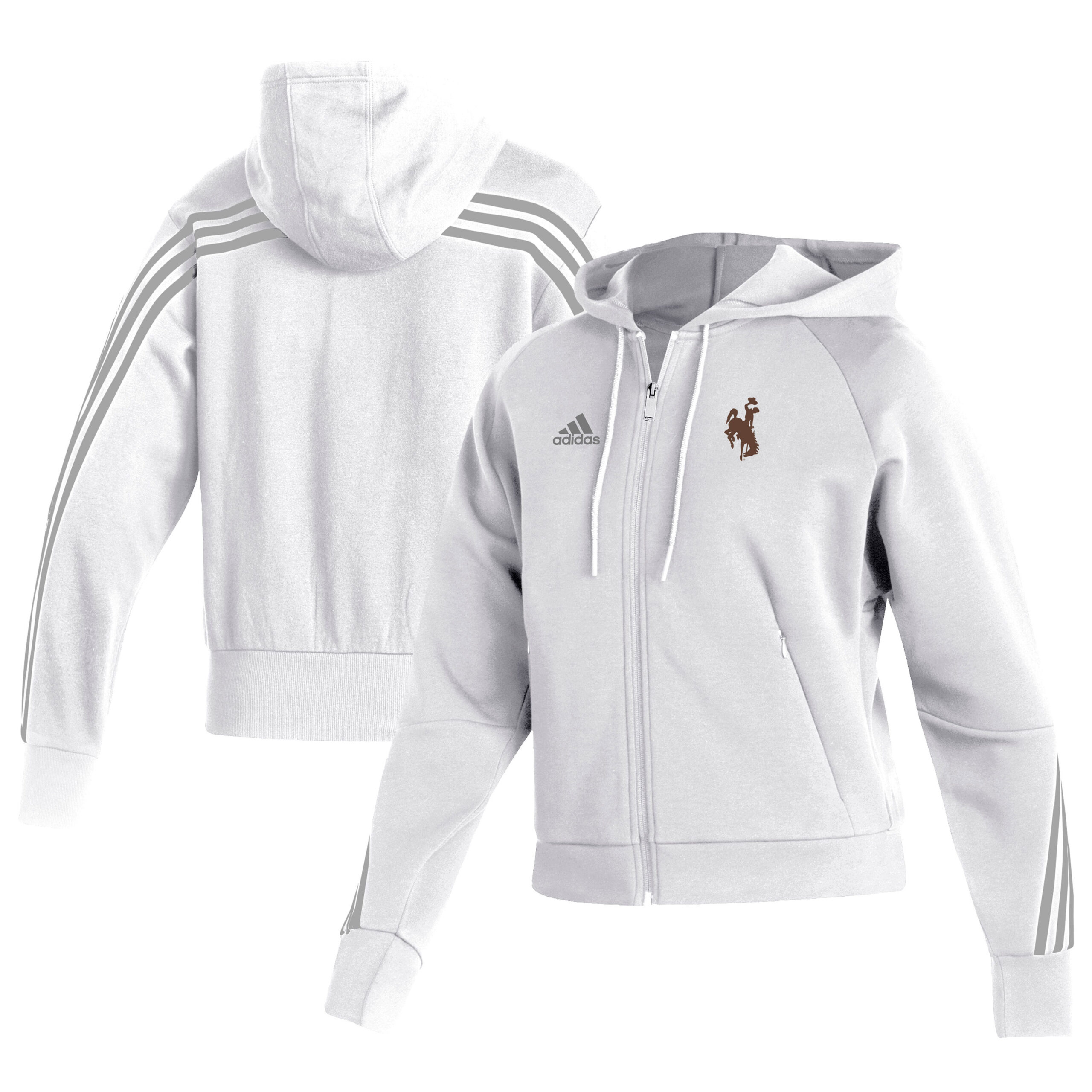 Women's adidas White Wyoming Cowboys Sideline Fashion Full-Zip Hoodie - Image 2