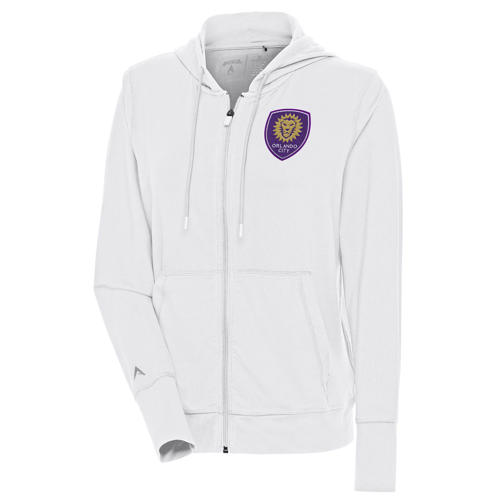 Women's Antigua White Orlando City SC Moving Full-Zip Hoodie Jacket