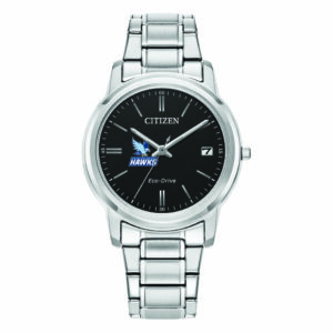 Women's Citizen Watch Silver RWU Hawks Eco-Drive Black Dial Stainless Steel Watch