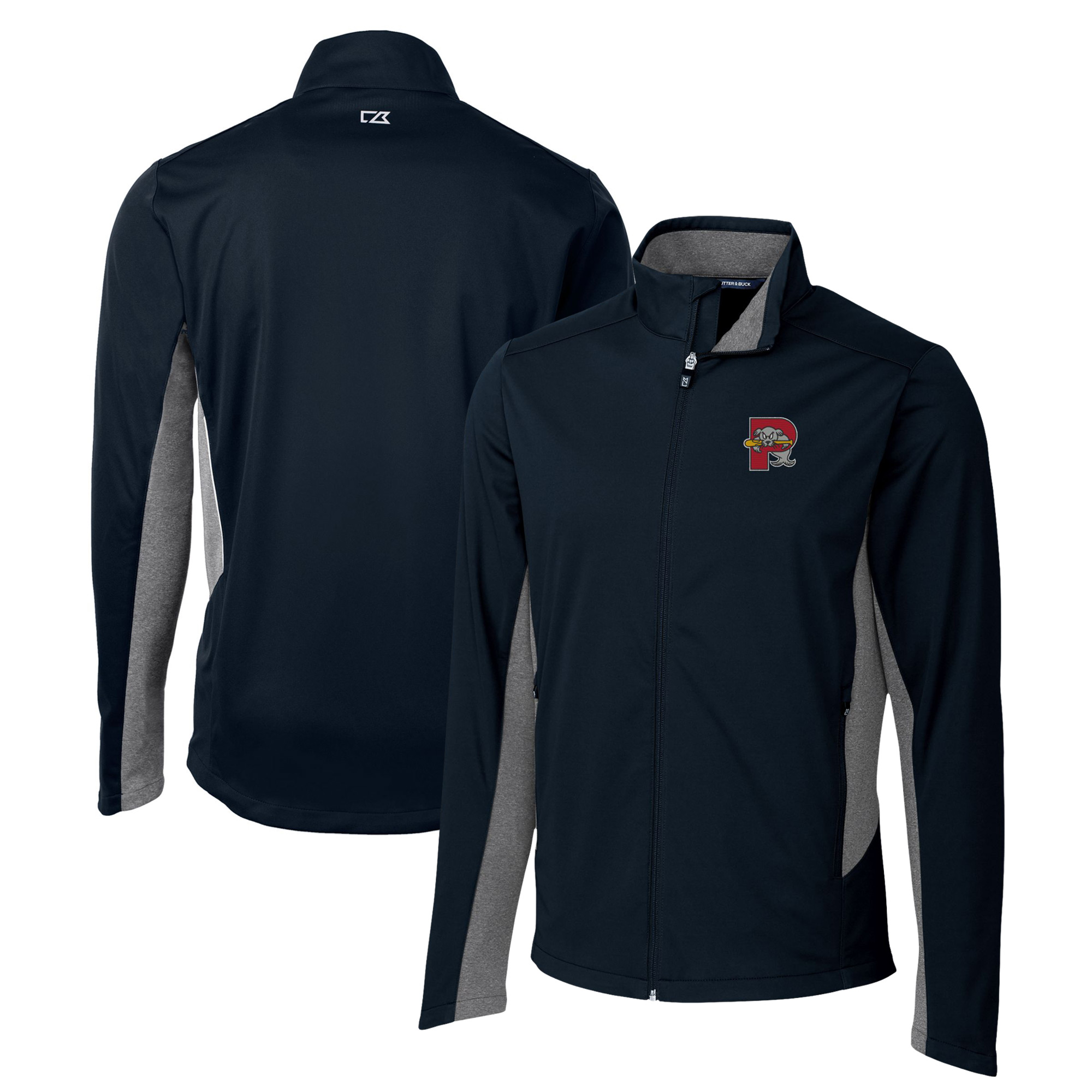 Men's Cutter & Buck Navy Portland Sea Dogs Navigate Softshell Full-Zip Jacket