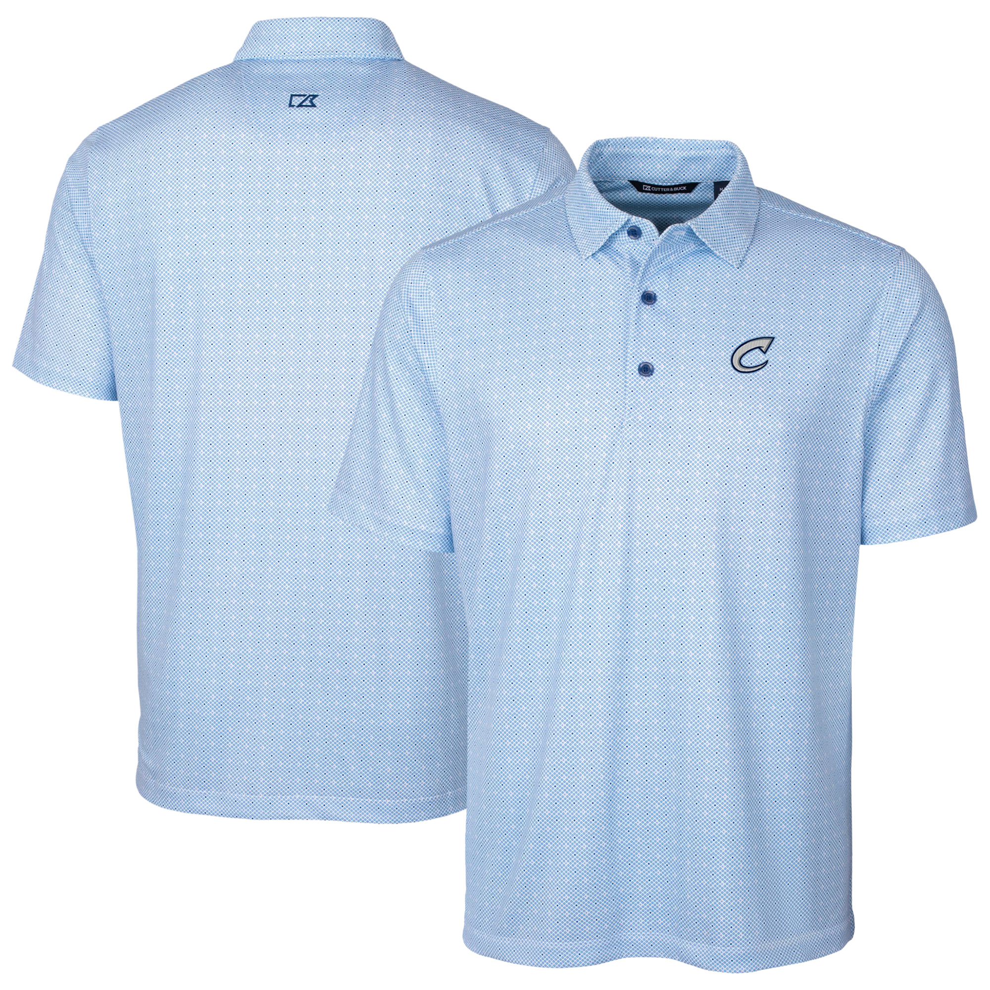Men's Cutter & Buck Blue Columbus Clippers Pike Double Dot Print Stretch Polo