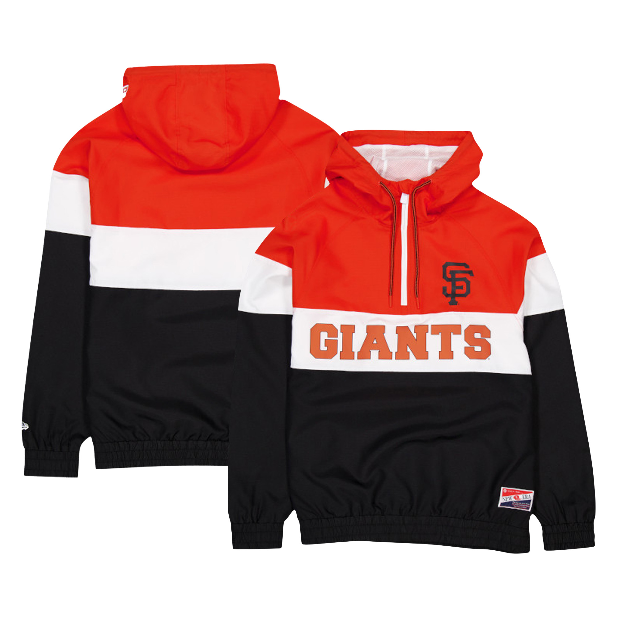 Men's New Era Black San Francisco Giants Ripstop Raglan Quarter-Zip Hoodie Windbreaker Jacket - Image 2