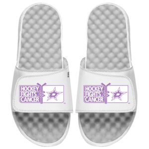 Men's ISlide  White Dallas Stars Hockey Fights Cancer Slide Sandals