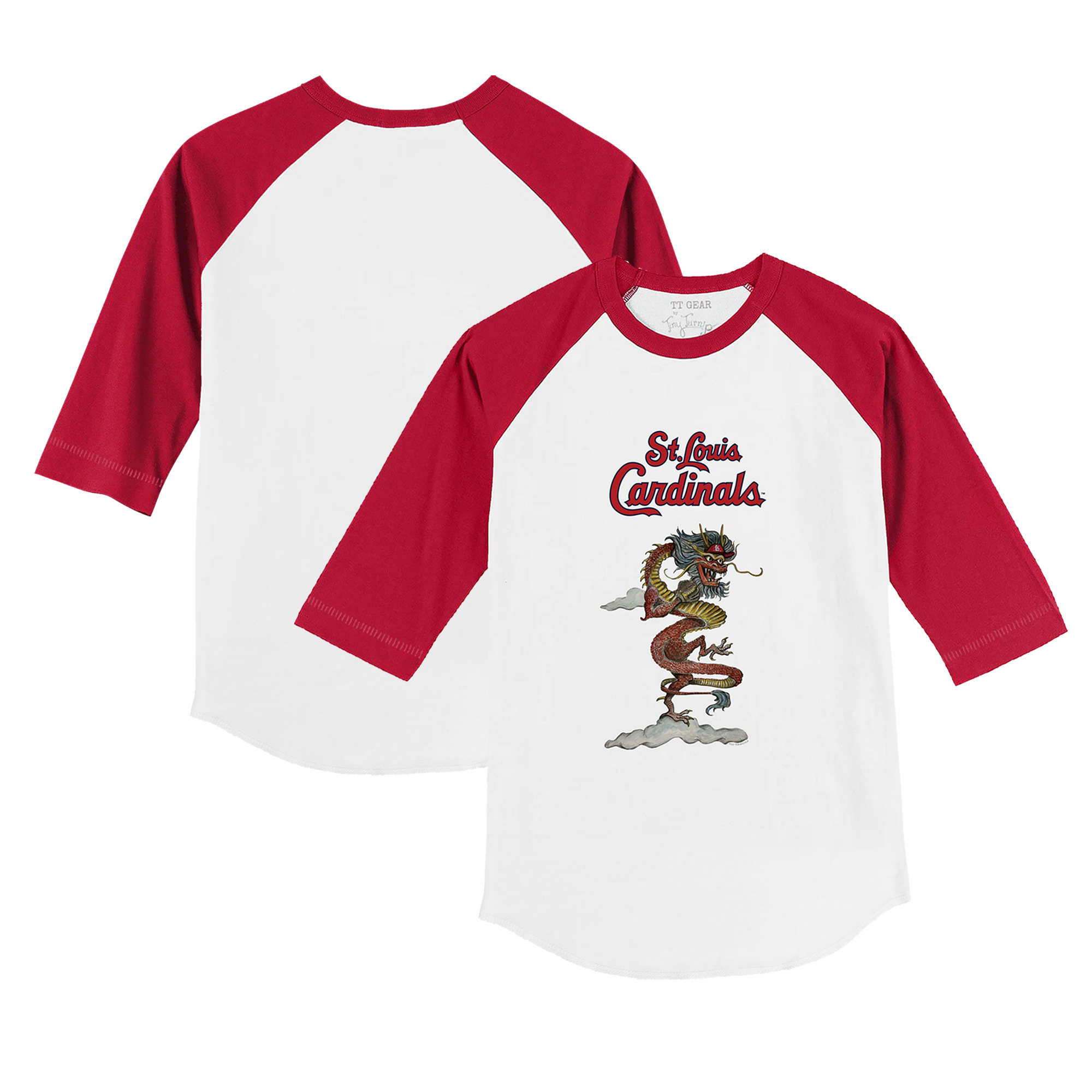 Infant Tiny Turnip White/Red St. Louis Cardinals 2024 Year of the Dragon 3/4-Sleeve Raglan T-Shirt - Image 3