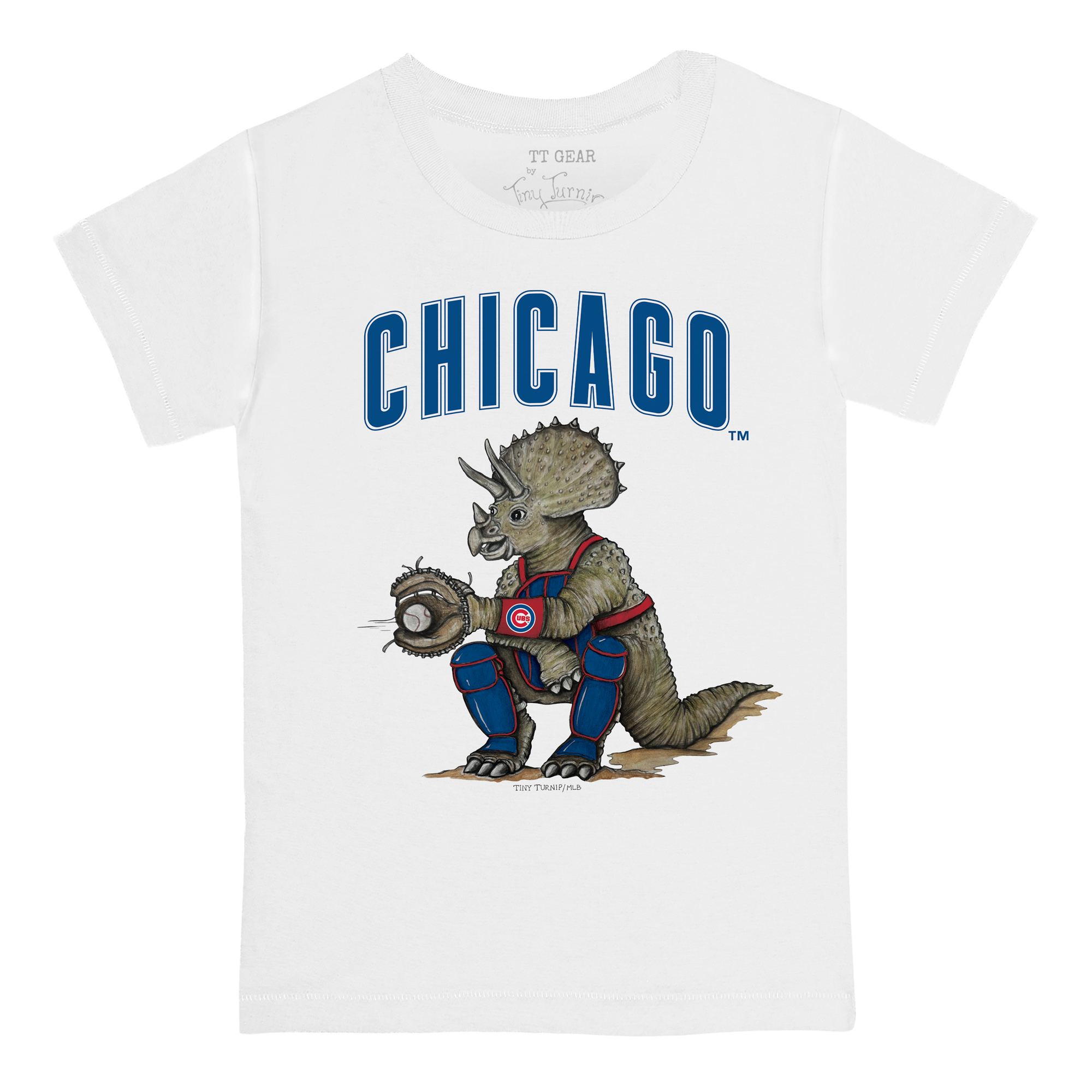 Youth Tiny Turnip White Chicago Cubs Triceratops T-Shirt - Image 6