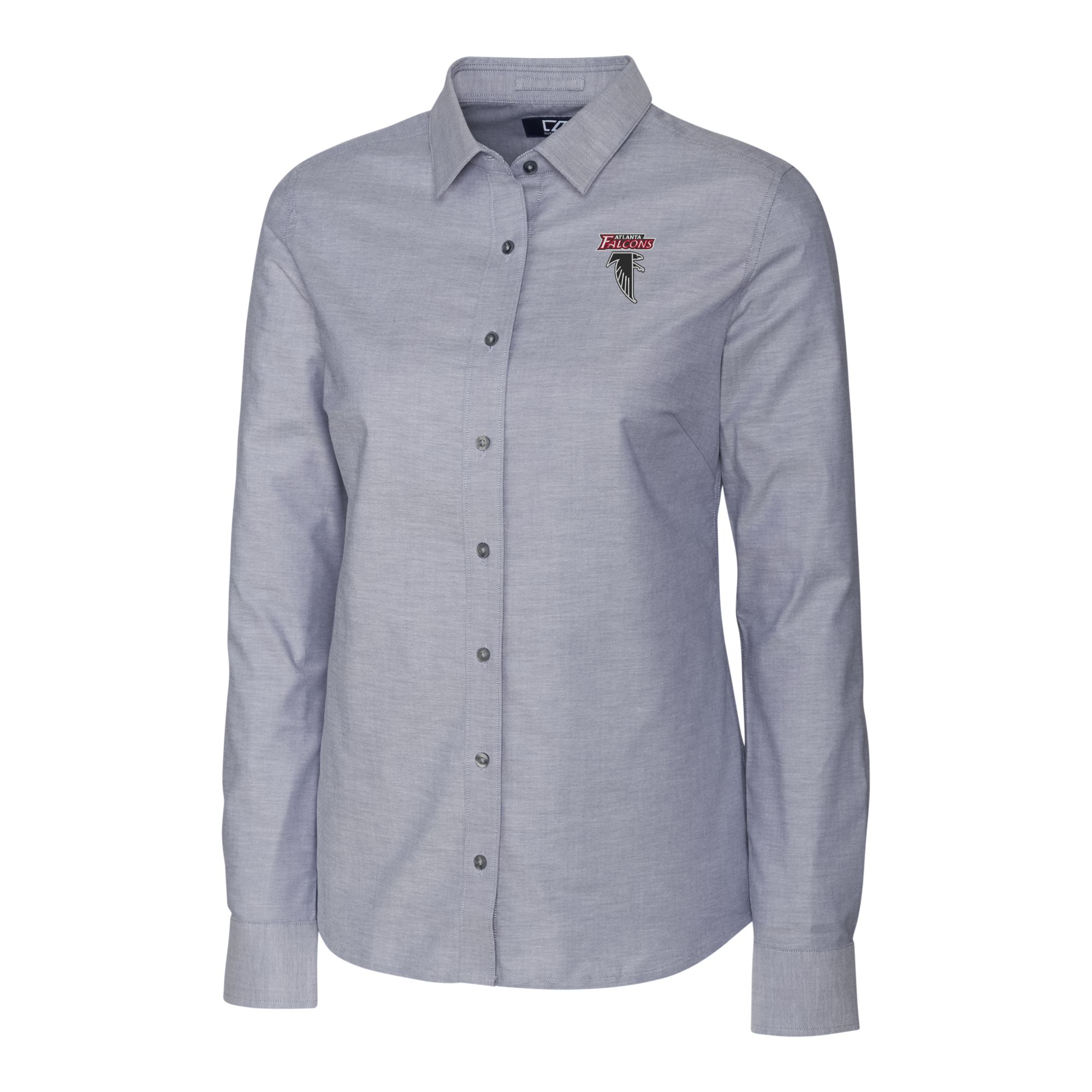 Women's Cutter & Buck Charcoal Atlanta Falcons Throwback Logo Stretch Oxford Long Sleeve Button-Up Dress Shirt - Image 3