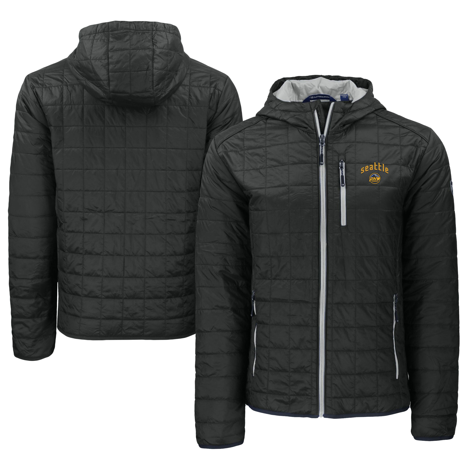 Men's Cutter & Buck Black Seattle Mariners City Connect Rainier PrimaLoft Eco Full-Zip Hoodie - Image 5