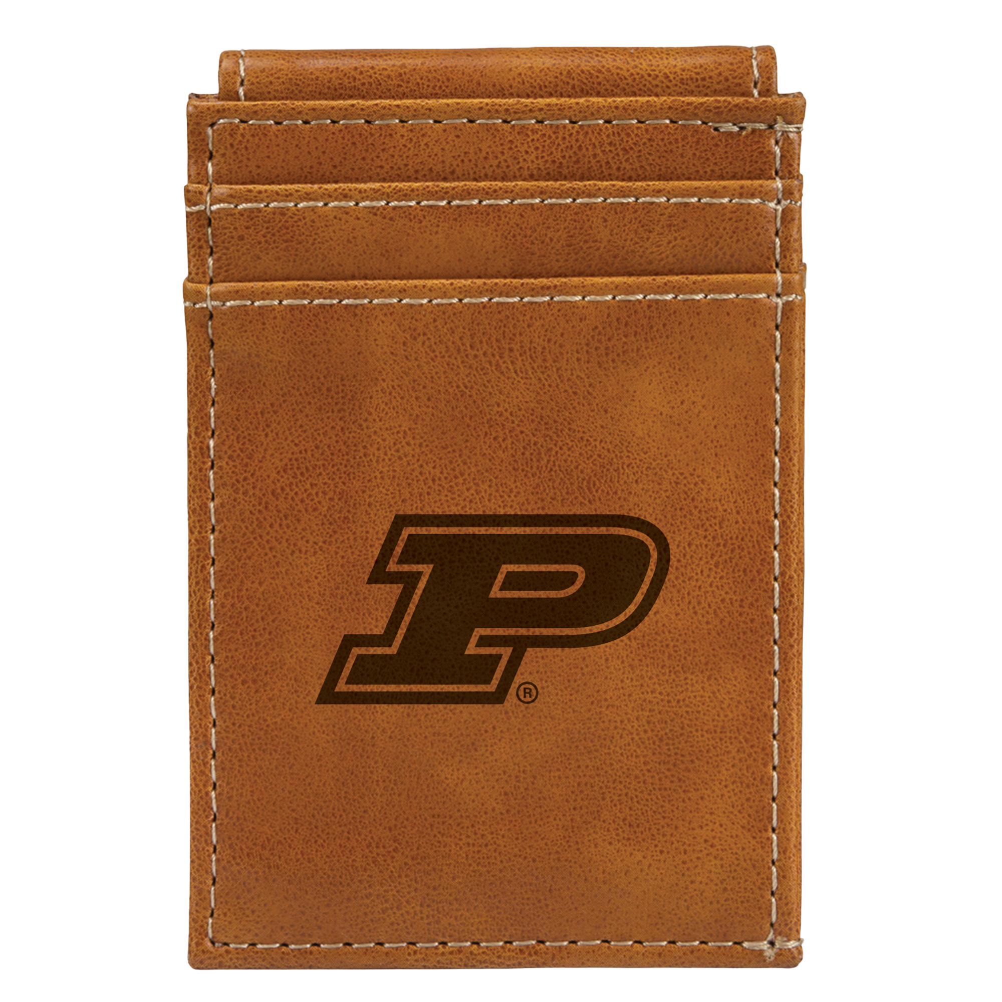 Brown Purdue Boilermakers Front Pocket Wallet