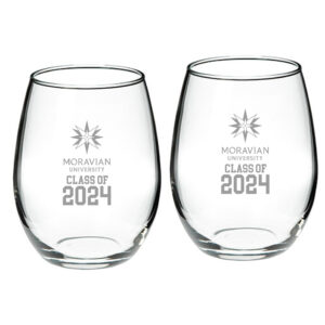 Moravian Greyhounds Class of 2024 Two-Piece 21oz. Stemless Wine Glass Set