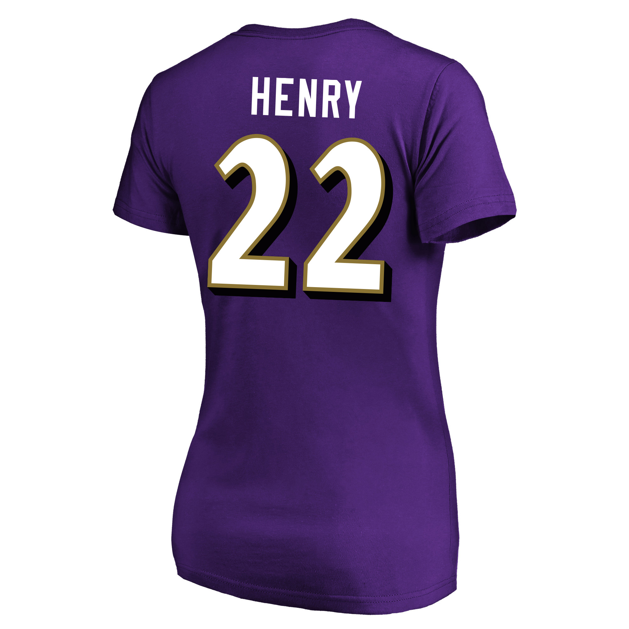 Women's Fanatics Derrick Henry Purple Baltimore Ravens Plus Size Name & Number V-Neck T-Shirt - Image 6
