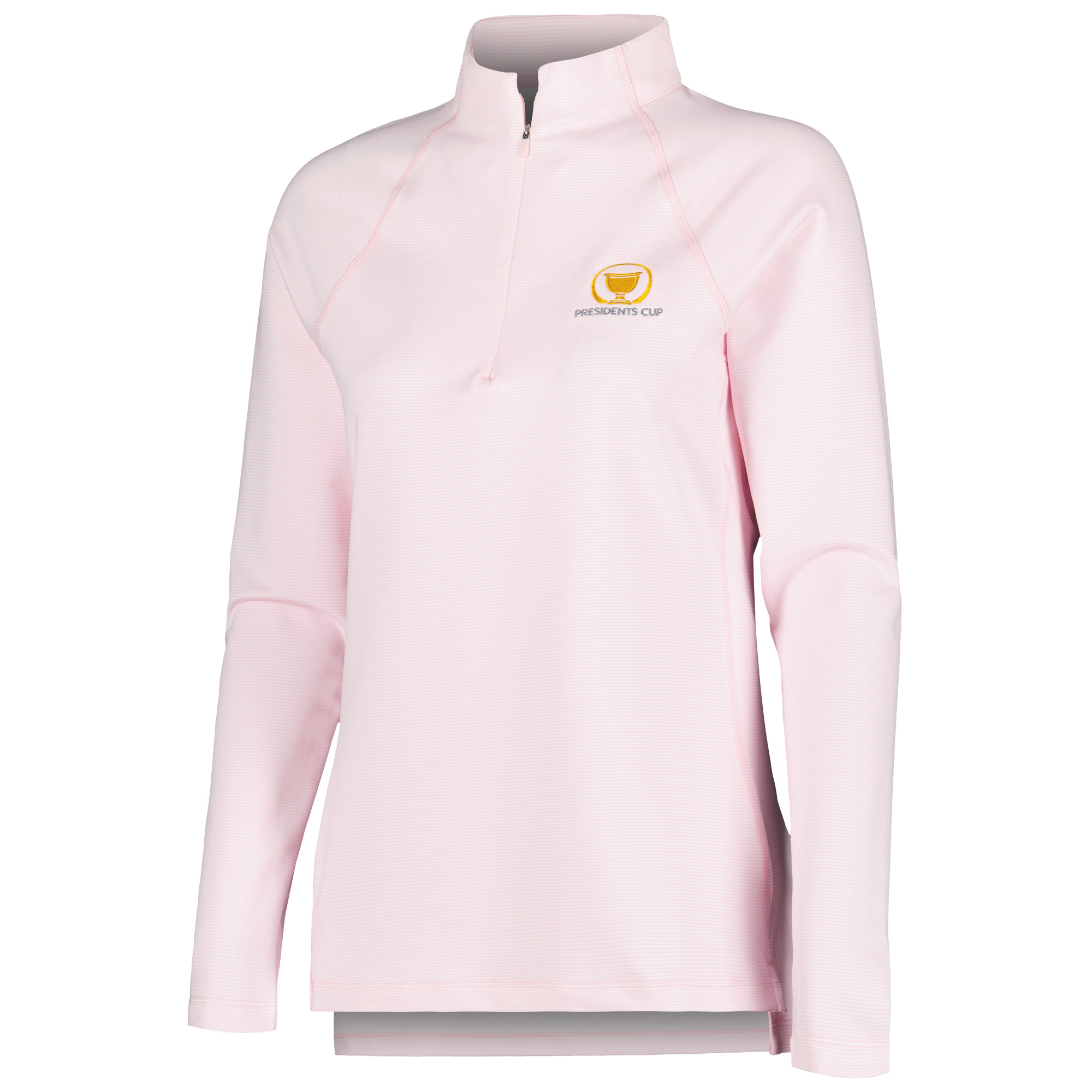 Women's Peter Millar Pink Presidents Cup Perth Sugar Stripe Raglan Quarter-Zip Top - Image 3